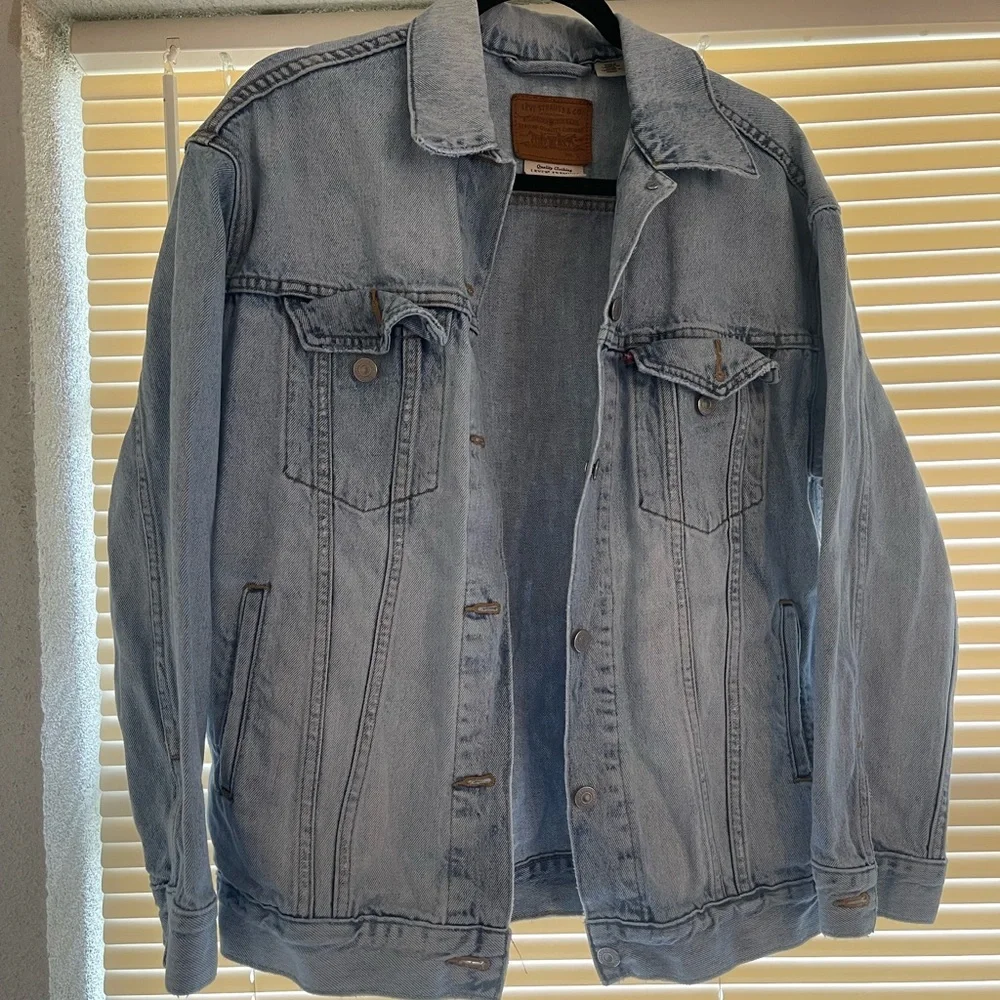 Levi's Premium Light Blue Denim Jacket Button Front Point Collar Men's - Picture 1 of 4